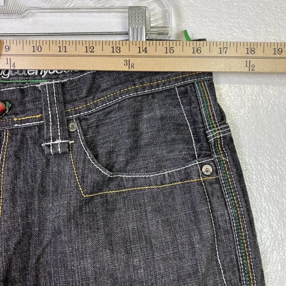 Enyce Jeans Mens 34x29‎ Black Straight Leg Skater Baggy Embroidered Hip Hop Y2K